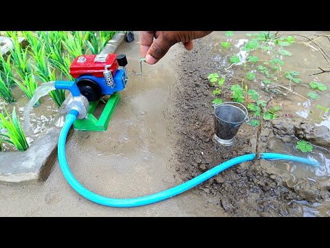 diy tractor mini diesel engine water pump science project | cartoon  | diy tractor | Water pump