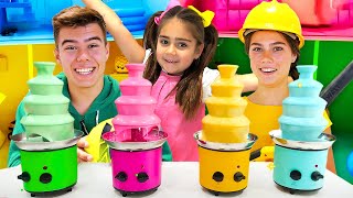 Nastya und Mia spielen in 4 Räumen