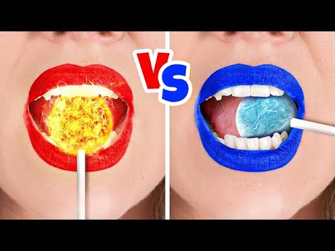 Hot Vs Cold Challenge || RED VS BLUE Funny Challenge for 24 HOURS by Challenge Accepted