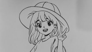 Cara Menggambar Anime Cewek Imut Mengenakan Topi Untuk Pemula