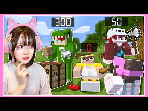 頭の上の数字が「０」になると死んでしまうマインクラフト…？【からぴち×ぷちひな×いんく】【マイクラ  / Minecraft】【たまちゃん】