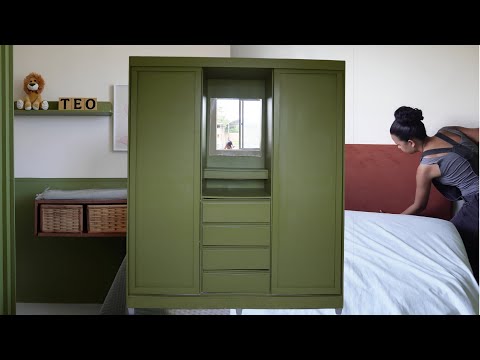 Transformei o quarto da minha amiga | fizemos a cabeceira - portas do guarda roupa decoração