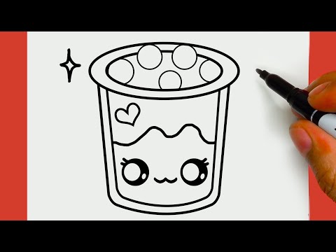 HOW TO DRAW A CUTE YOGURT CAKE BUBBLE, STEP BY STEP, DRAW Cute things