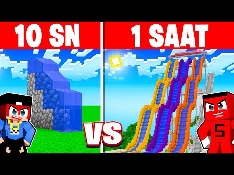 10 SANİYE VS 1 SAAT AQUAPARK YAPI KAPIŞMASI !! - Minecraft