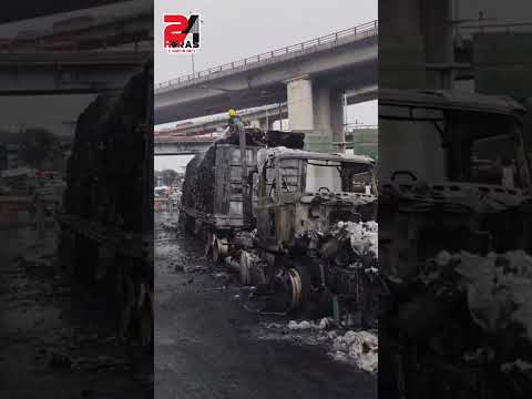Llovizna en la zona de la explosión de pipa en el Puente de la Concordia