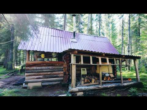 Simple Life in Log Cabin in Remote Wilderness