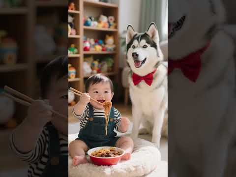 Adorable Baby and Husky Puppy 🐶 | The Dog Eats Better Than Me Series 😂 | Early Learning Fun for Kids