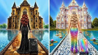 NEW 123 GO! RAINBOW VS BLACK HOUSE CHALLENGE || Cool DIY Miniature Crafts