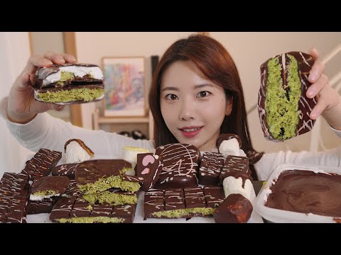 ASMR 직접만든 두바이 & 마시멜로 초콜릿 먹방 | DUBAI MARSHMALLOW CHOCOLATE MUKBANG 스모어 초콜릿 마시멜로우 버섯 등 유행지난 총집합