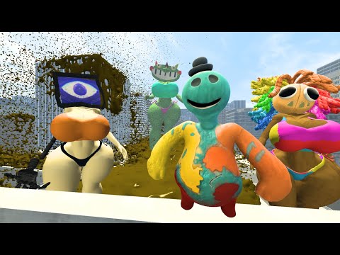 Miss Pianosaurus POOP POOL PARTY!  DOEY THE DOUGHMAN and Miss Yarnaby Party in Garry's Mod Part 3