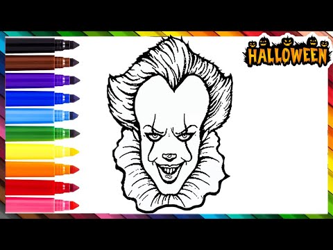 Dibuja y Colorea PAYASO PENNYWISE IT Dibujos De HALLOWEEN 🎃🕷️🕸️