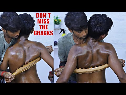 Deep Tissue Chest & Back Massage | Chiropractic Body Cracks | Heavy Oil Head Massage | ASMR