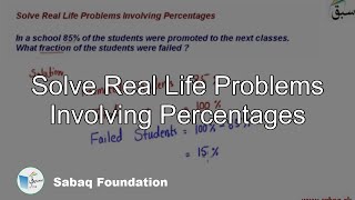 Solve Real Life Problems Involving Percentages