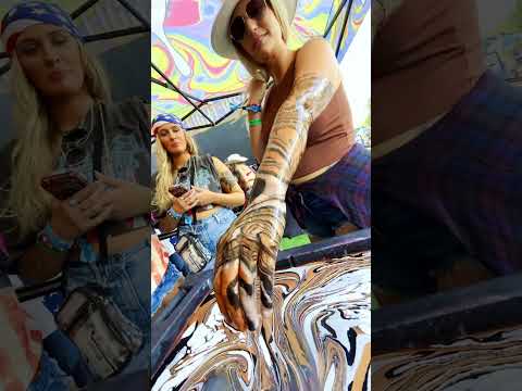 Gold White & Black Body Marbling Dip at Faster Horses Festival by BLVisuals