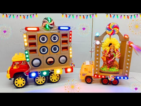Navratri Durga Murti Big DJ Truck Radha Krishna DJ Light Trolley | New Gori Ganesh Murti DJ Trolley