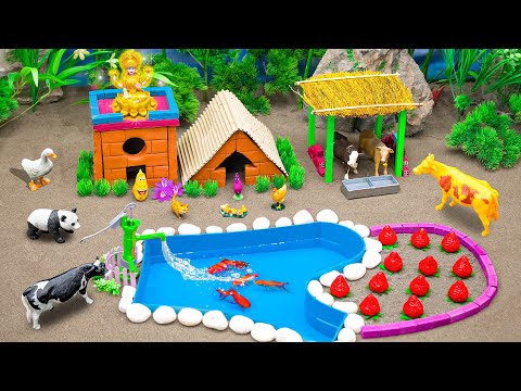 DIY Miniature Farm Compilation - Build Small Cattle Farm with Water Pond, Wooden House, Windmill