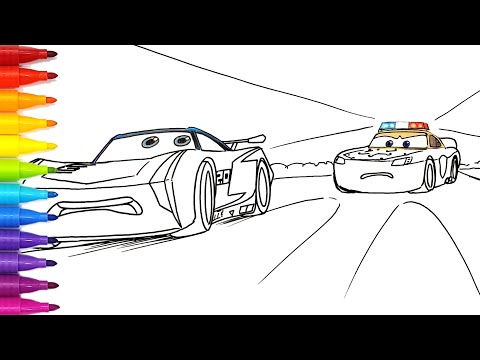 Police Lightning McQueen Chases Jackson Storm . CARS 3 2.0 Drawing and Coloring Pages | Tim Tim TV