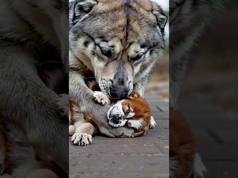 This old dog has always watched over the little one… and today was no different