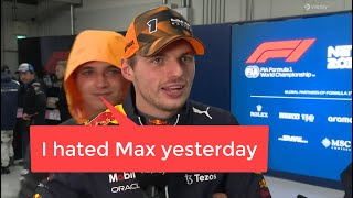 I hated Max yesterday. Norris congratulates Verstappen