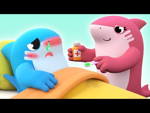 BABY SHARK está MAL, mas não quer tomar o remédio! - Música de hábitos saudáveis para crianças