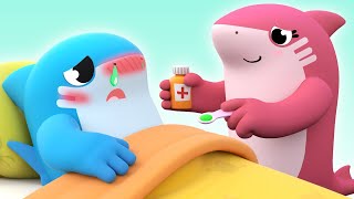 BABY SHARK está MAL, mas não quer tomar o remédio! - Música de hábitos saudáveis para crianças
