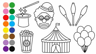 CIRCO aprender a dibujar y colorear para niños pequeños - Dibujos para niños