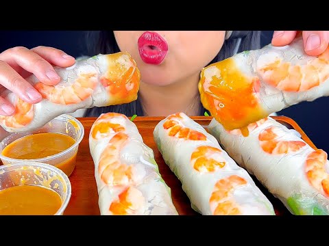 ASMR SPRING ROLLS DIPPED IN PEANUT SAUCE