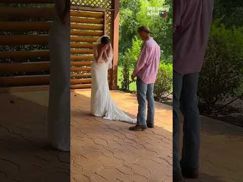 Watch shocked bride break down in Marine brother's arms