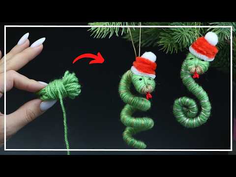 ЛЕГКО и НЕОБЫЧНО! Милая ЗМЕЙКА из пряжи на новогоднюю елку 🐍Yarn Snake making 🎄  DIY NataliDoma