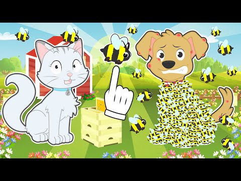 O Cão  Max e a Gata Kira enfrentam as abelhas! 🐝🙀 Aprenda a curar picadas de abelha