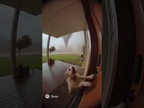 Dog senses the tornado seconds before it strikes 😨🌪️