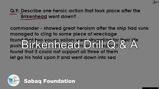 Birkenhead Drill  Q & A