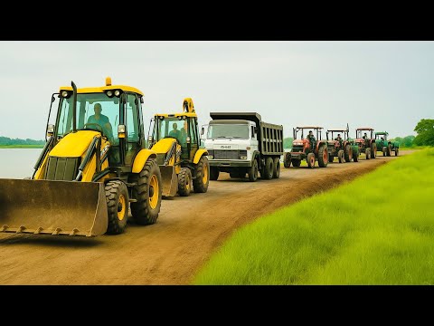 Jcb 3-D X Machine Loading Mud in TATA Tippers & Tractors | Swaraj 855 Fe | New Holland ‼️