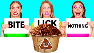 Bite, Lick or Nothing Challenge | Funny Food Situations by BaRaDa Challenge