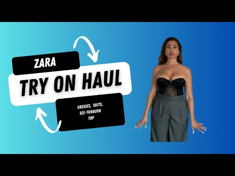 Zara Try On Haul 2024 🤩 See-through sheer lace top, suits, dresses 😘 Links below 👇🏻