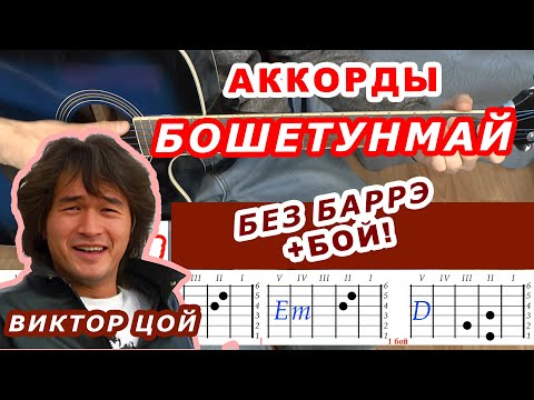 БОШЕТУНМАЙ Аккорды 🎸 ВИКТОР ЦОЙ группа КИНО ♪ Разбор песни на гитаре Без баррэ ♫ Для начинающих