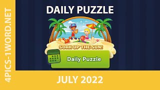 4 PICS 1 WORD Daily Puzzle JULY 2022 ✅ Soak up the sun!