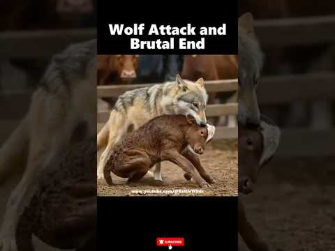 Baby Calf Nearly Devoured by Wolf‼️Wolf Attack and Brutal End #wolf #calf #cow