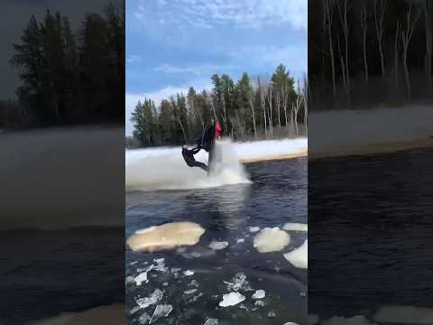 Who thought he lost it? 😮🌊 #snow #water #cool #mountains #snowmobile #viral #winter #summer #fail