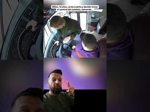 El conductor sufre un paro, pero este niño hace lo imposible 😱👏 #heroes #bus #buses #niño