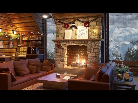 Cold Rainy Winter in a Cozy Coffee Shop Ambience with Smooth Jazz Music for Study & Relax