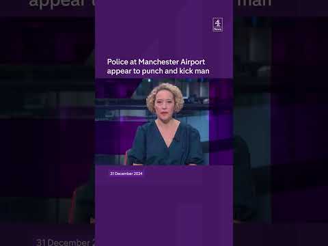 Police at Manchester Airport appear to punch and kick man