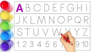 A to Z, Kids rhymes, collection for writing along dotted lines for toddler, Alphabet, ABC song, ABCD