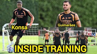 INSIDE TRAINING| konsa first training with group!Guimarães, Rice, gyokeres & Gabriel ready for villa
