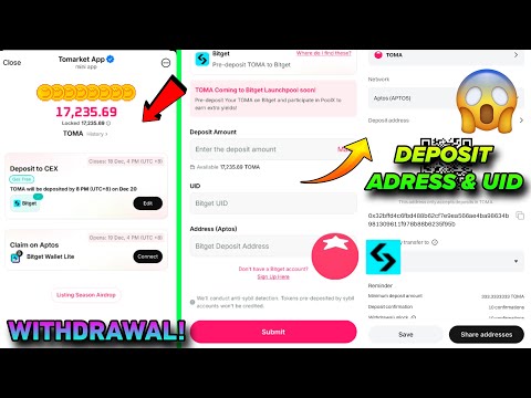 Tomarket Bitget Withdrawal Process | Tomarket Deposit to CEX | Bitget UID | Bitget Deposit Address