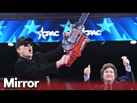 Musk wields chainsaw on stage at conservative conference