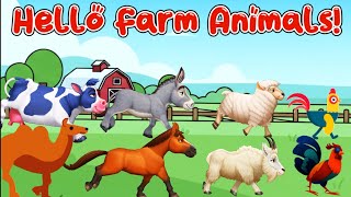 Hello Farm Animals! Farm Animal Sounds Song for Toddlers Learn Animal Sounds @cocomomokidstv 