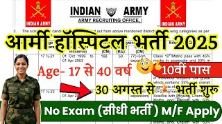 ARMY Hospital Recruitment 2025 Notification | Army Hospital New Vacancy 2025 | August Bharti | 10th