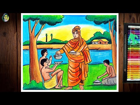 Swami Vivekananda Drawing Easy | Swami Vivekananda's Birthday Special Scenery Drawing | Youth Day