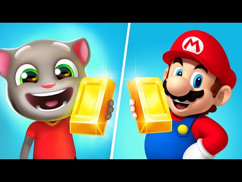 Talking Tom Cat vs Super Mario Run, Talking Tom Gold Run Gameplay, My Talking Tom Friends Game